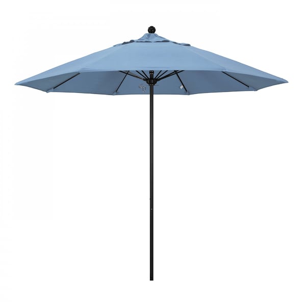 California Umbrella 9' Black Aluminum Market Patio Umbrella, Sunbrella Air Blue 194061335222 - main